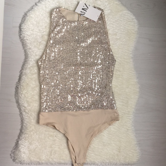 Zara Tops Zara Sequin Bodysuit Poshmark